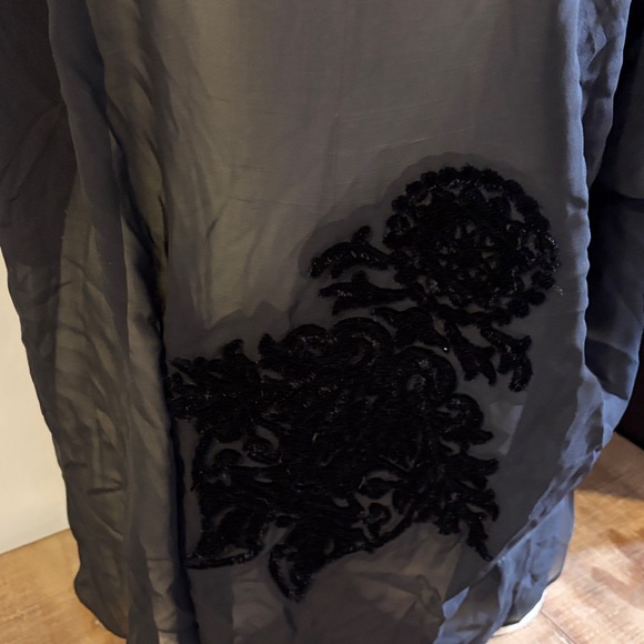 Marina Rinaldi Sheer 2 Piece Black Blouse with Floral Accents NWT $400 MSRP - Picture 2 of 7